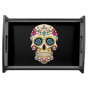 Day of the Dead Sugar Skull with Cross Serving Tray