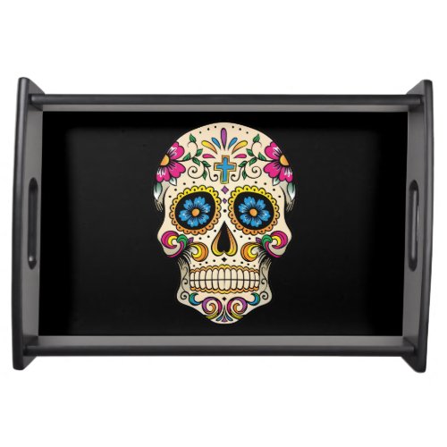 Day of the Dead Sugar Skull with Cross Serving Tray