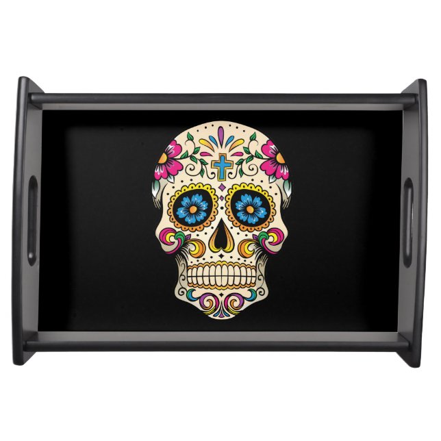 Day of the Dead Sugar Skull with Cross Serving Tray (Front)