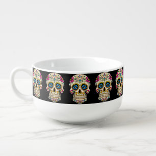 Day of the Dead Sugar Skull with Cross Soup Mug