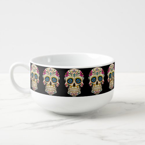 Day of the Dead Sugar Skull with Cross Soup Mug