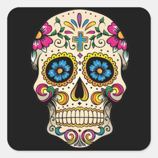 Day of the Dead Sugar Skull with Cross Sticker