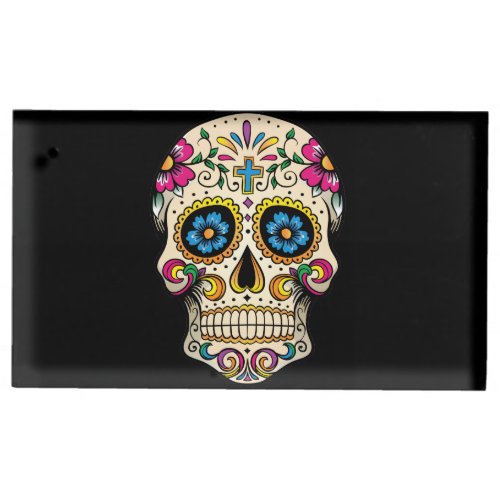 Day of the Dead Sugar Skull with Cross Table Card Holder