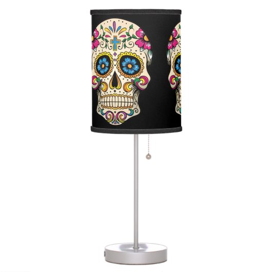 Day of the Dead Sugar Skull with Cross Table Lamp (Left)