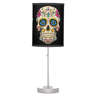 Day of the Dead Sugar Skull with Cross Table Lamp