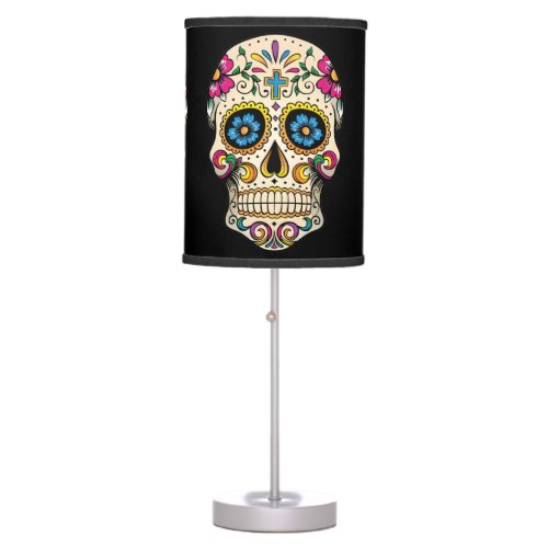 Day of the Dead Sugar Skull with Cross Table Lamp