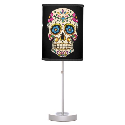 Day of the Dead Sugar Skull with Cross Table Lamp (Front)