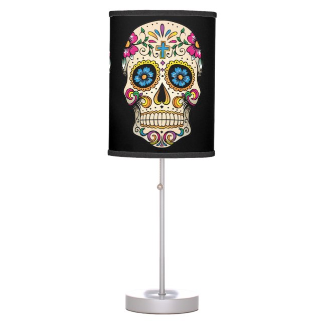 Day of the Dead Sugar Skull with Cross Table Lamp (Front)