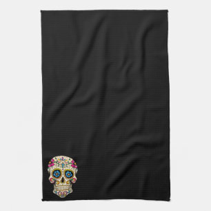 Day of the Dead Sugar Skull with Cross Towel