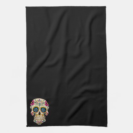 Day Of The Dead Sugar Skull With Cross Towel