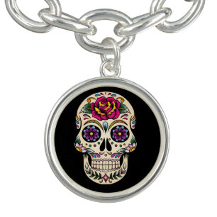 Day of the Dead Sugar Skull with Rose Bracelet
