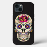 Day Of The Dead Sugar Skull With Rose Iphone 13 Case at Zazzle