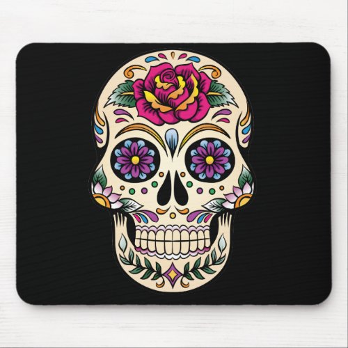 Day of the Dead Sugar Skull with Rose Mouse Pad