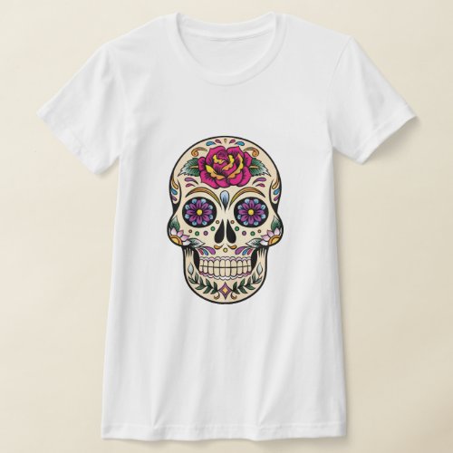 Day of the Dead Sugar Skull with Rose T_Shirt