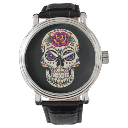 Day of the Dead Sugar Skull with Rose Watch