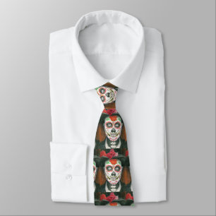 Day of the Dead Sugar Skull with Top Hat Neck Tie