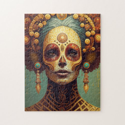 Day Of The Dead Sugar Skull Woman Jigsaw Puzzle