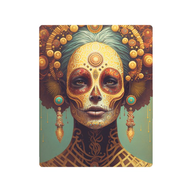 Day Of The Dead Sugar Skull Woman Metal Print (Front)