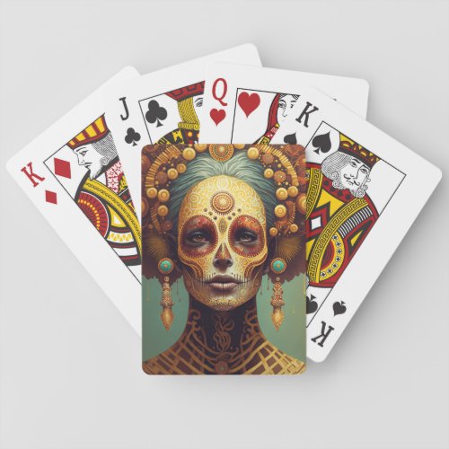 Day Of The Dead Sugar Skull Woman Playing Cards
