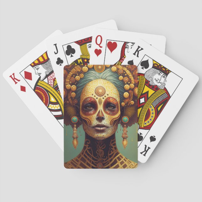 Day Of The Dead Sugar Skull Woman Poker Cards (Back)