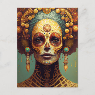 Day Of The Dead Sugar Skull Woman Postcard