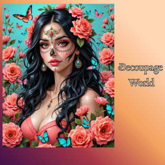 Day of the Dead Sugar Skull Woman Tissue Paper 