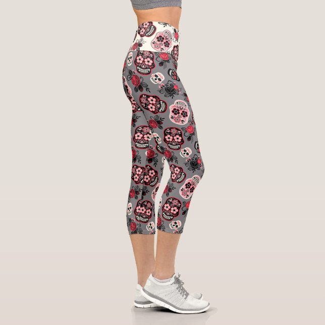 Day of the Dead Sugar Skulls Capri Leggings (Right)