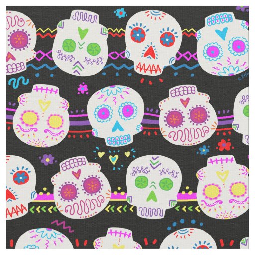Day Of The Dead Sugar Skulls Fabric