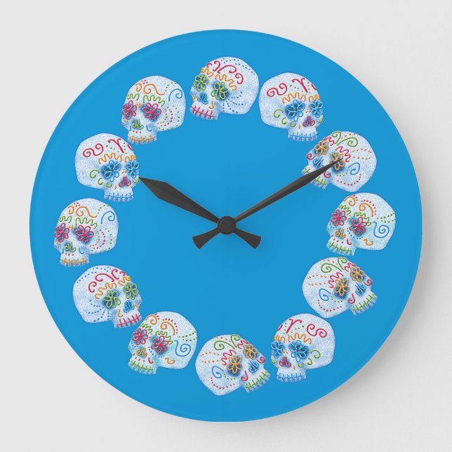Day Of The Dead Sugar Skulls Large Clock (Front)