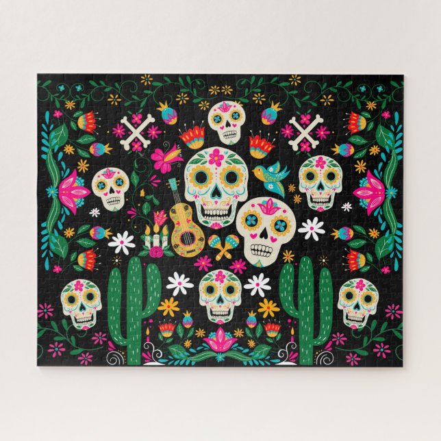 Day of the Dead  Sugar Skulls Mexican Folk Art Jigsaw Puzzle (Horizontal)