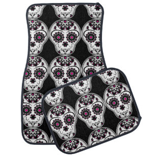 Day of the dead sugar skulls pattern car mat
