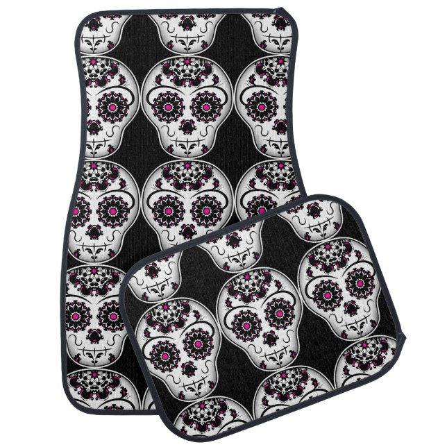 Day of the dead sugar skulls pattern car mat (Set)