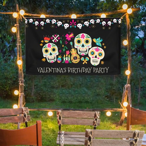 Day of the Dead Sugar Skulls Personalized Banner