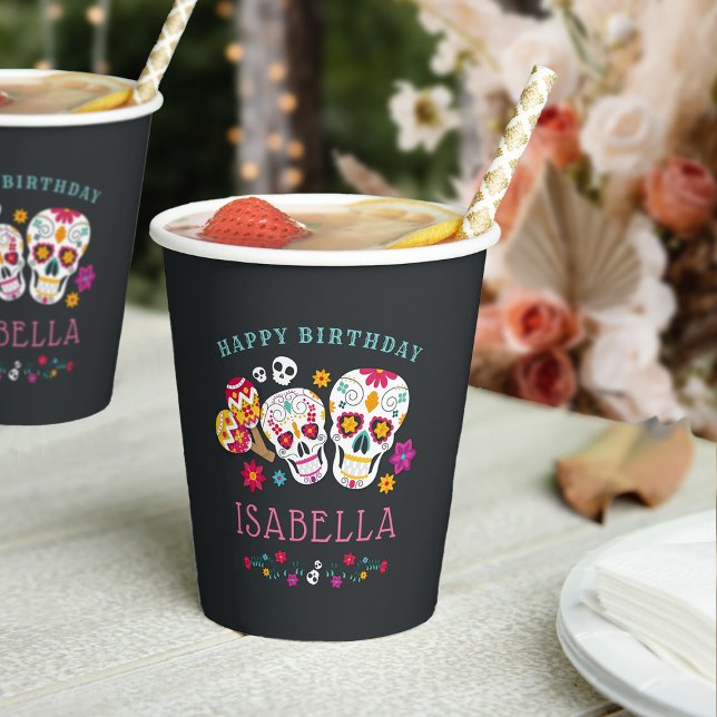 Day of the Dead Sugar Skulls Personalized Birthday Paper Cups (Creator Uploaded)
