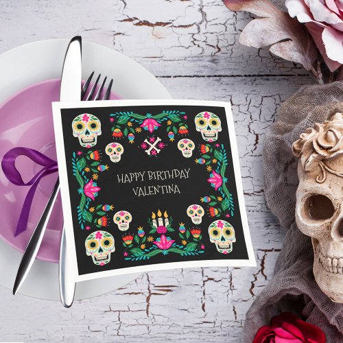 Day of the Dead Sugar Skulls Personalized Napkins