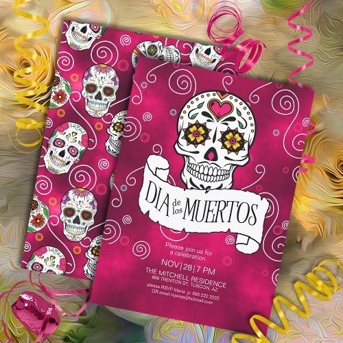 Day of the Dead Sugar Skulls Red ID725 Invitation