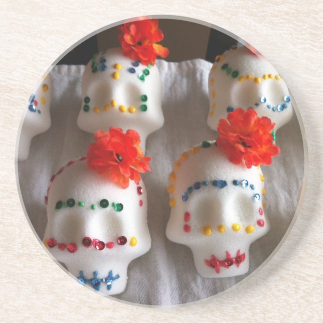 Day of the Dead sugar skulls Sandstone Coaster (Front)