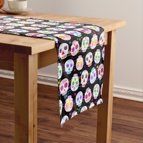 Day Of The Dead Sugar Skulls Short Table Runner