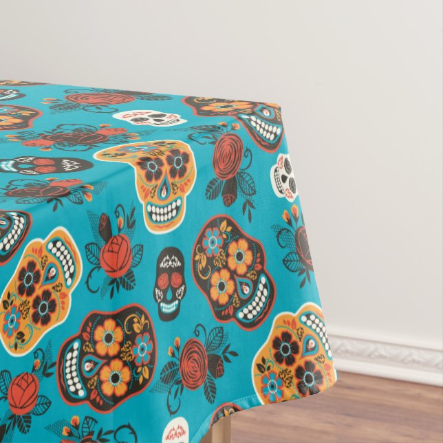 Day of the Dead Sugar Skulls Tablecloth (In Situ)