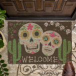 Day of the Dead Sugar Skulls Welcome Doormat<br><div class="desc">Day of the Dead themed doormat with sugar skulls,  cactus and "Welcome" lettered in bones! Decorate your porch for Dia De Los Muertos celebrations.</div>