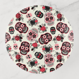 Day of the Dead Sugar Skulls white Trinket Tray