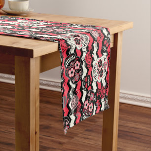 Day of the Dead Sugar Skulls, zigzag Short Table Runner