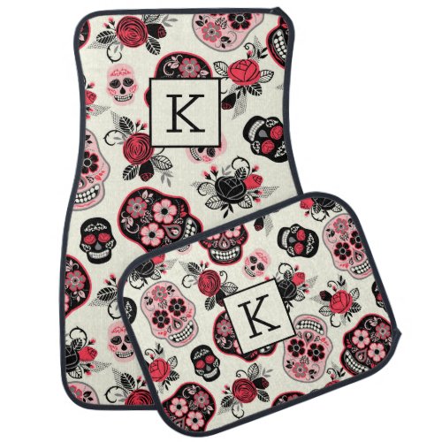 Day of the dead sugars skulls pattern car floor mat