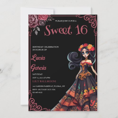 Day of the Dead Sweet 16 invitation