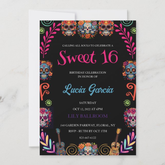 Day of the Dead Sweet 16 invitation (Front)