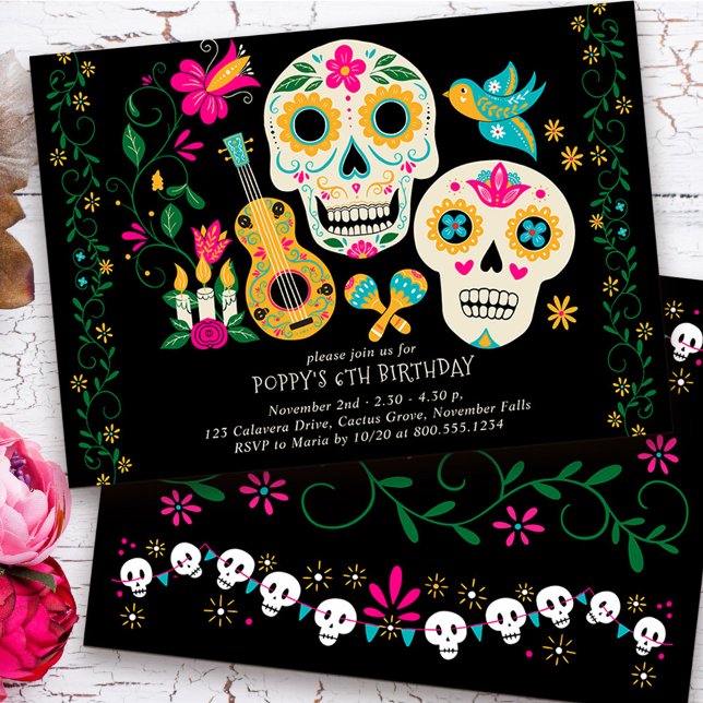 Day of the Dead Theme Birthday Party Invitation (Day of the Dead Birthday Invitation from my Dia de los Muertos collection
)