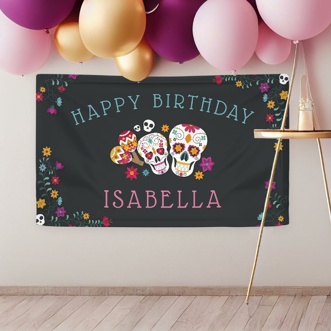 Day of the Dead Theme Personalized Birthday Party Banner (Creator Uploaded)