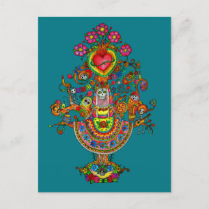 Day of the Dead Tree Art Postcard
