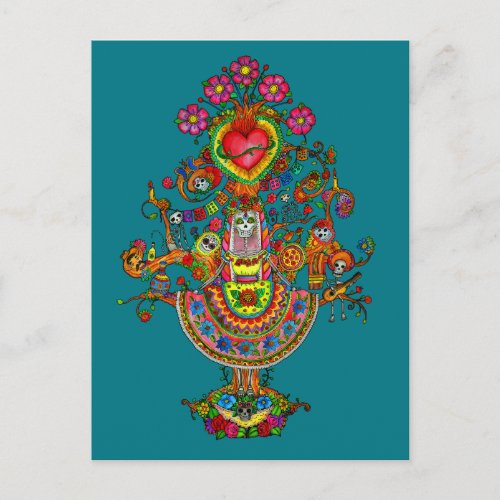 Day of the Dead Tree Art Postcard