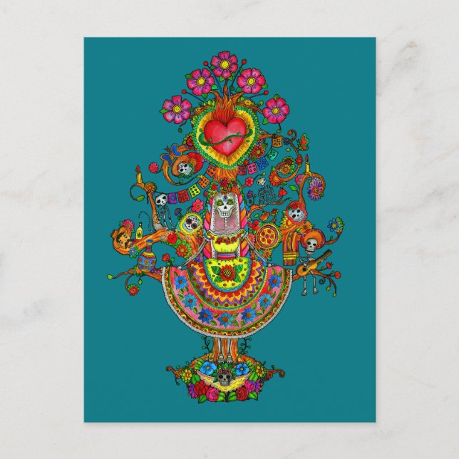 Day of the Dead Tree Art Postcard (Front)